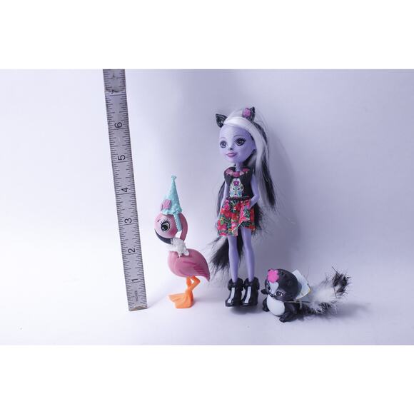VV Mattel, Enchantimals, Sage Skunk, Doll, Caper Skunk Pet, Kiba Flamingo, - Picture 2 of 2